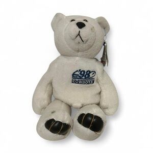 1998 Dallas Cowboys Aikman "8" white and blue plush teddy bear